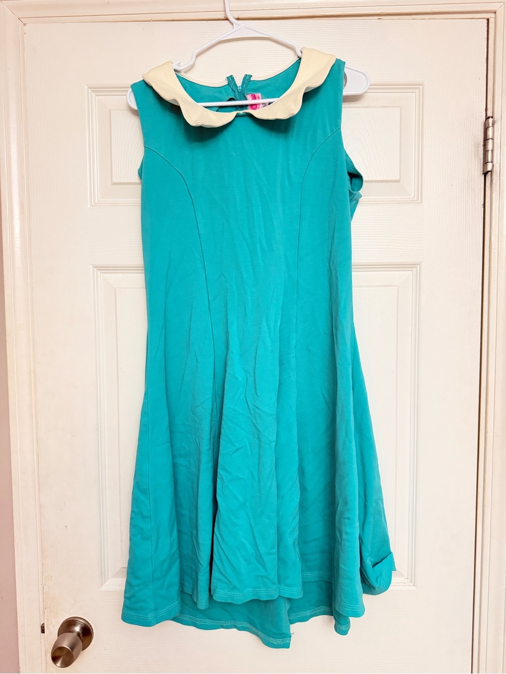 Pinup Couture Teal Dress with Cream Peter Pan Collar